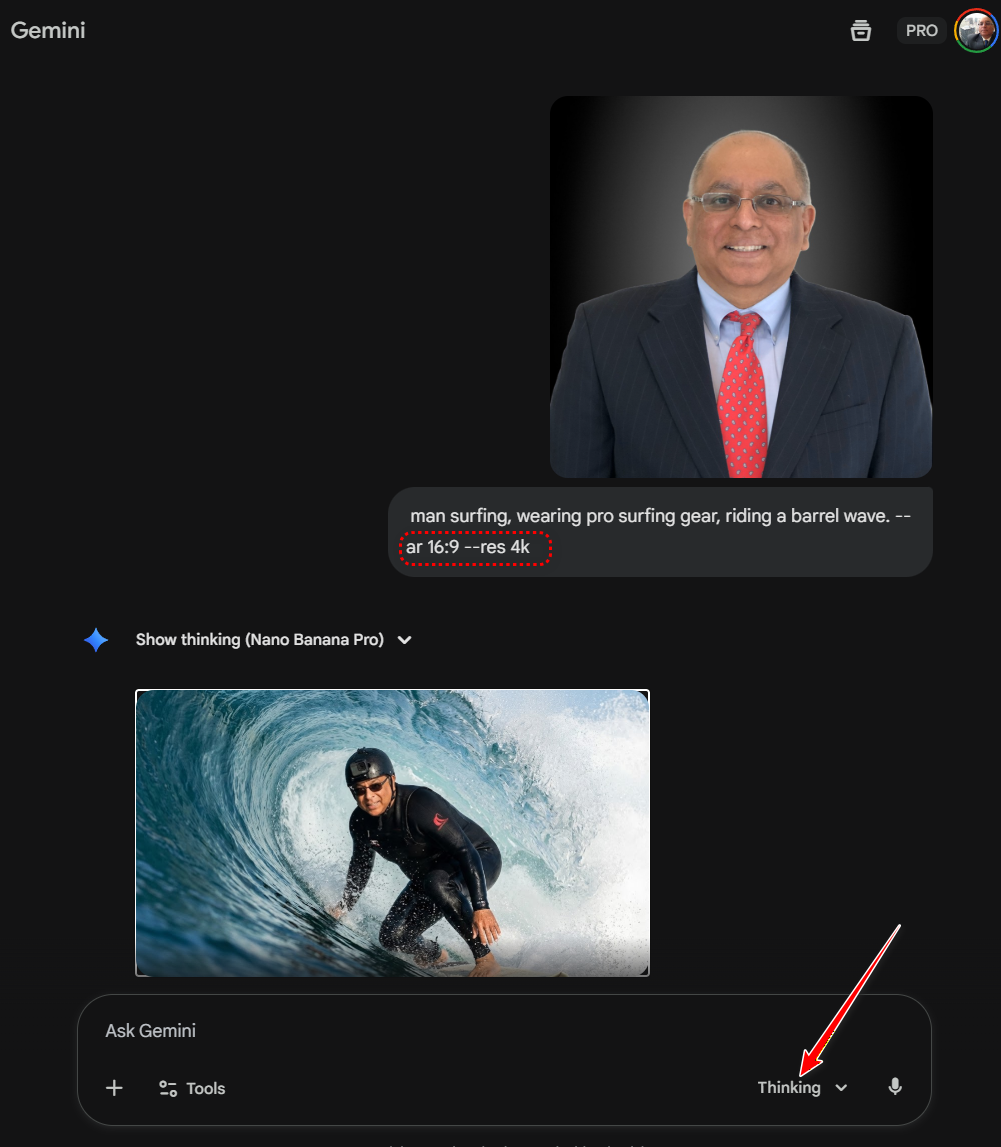 Choose Thinking Model in Free Gemini