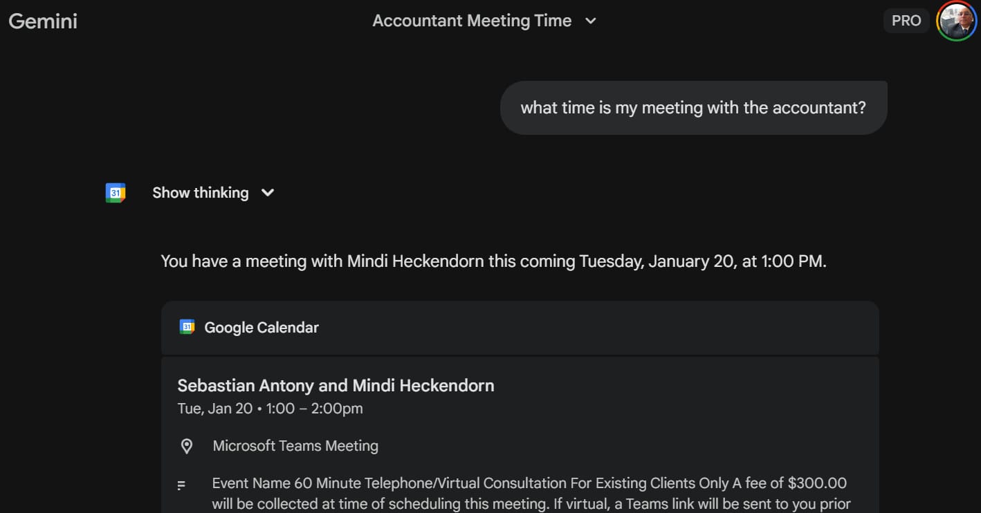 Search your Calendar for appointments