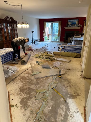 Carpet being removed
